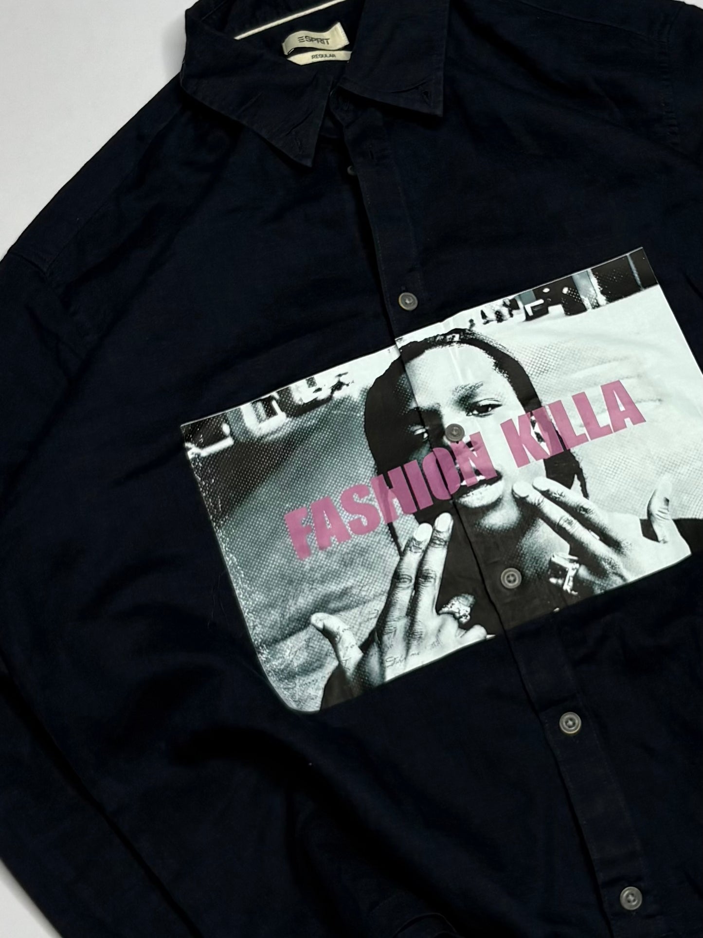 Printed Boxy Shirt (Dark Blue Not Black)
