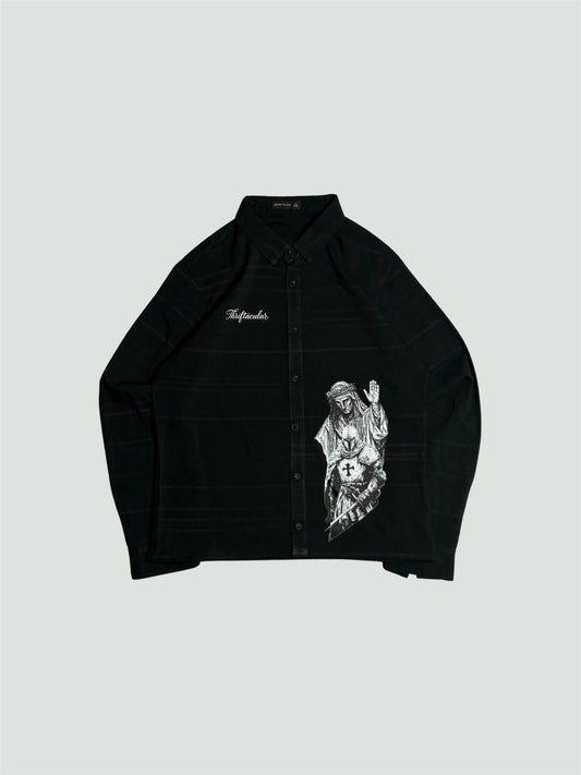 Printed Boxy Shirt (Dark Green)