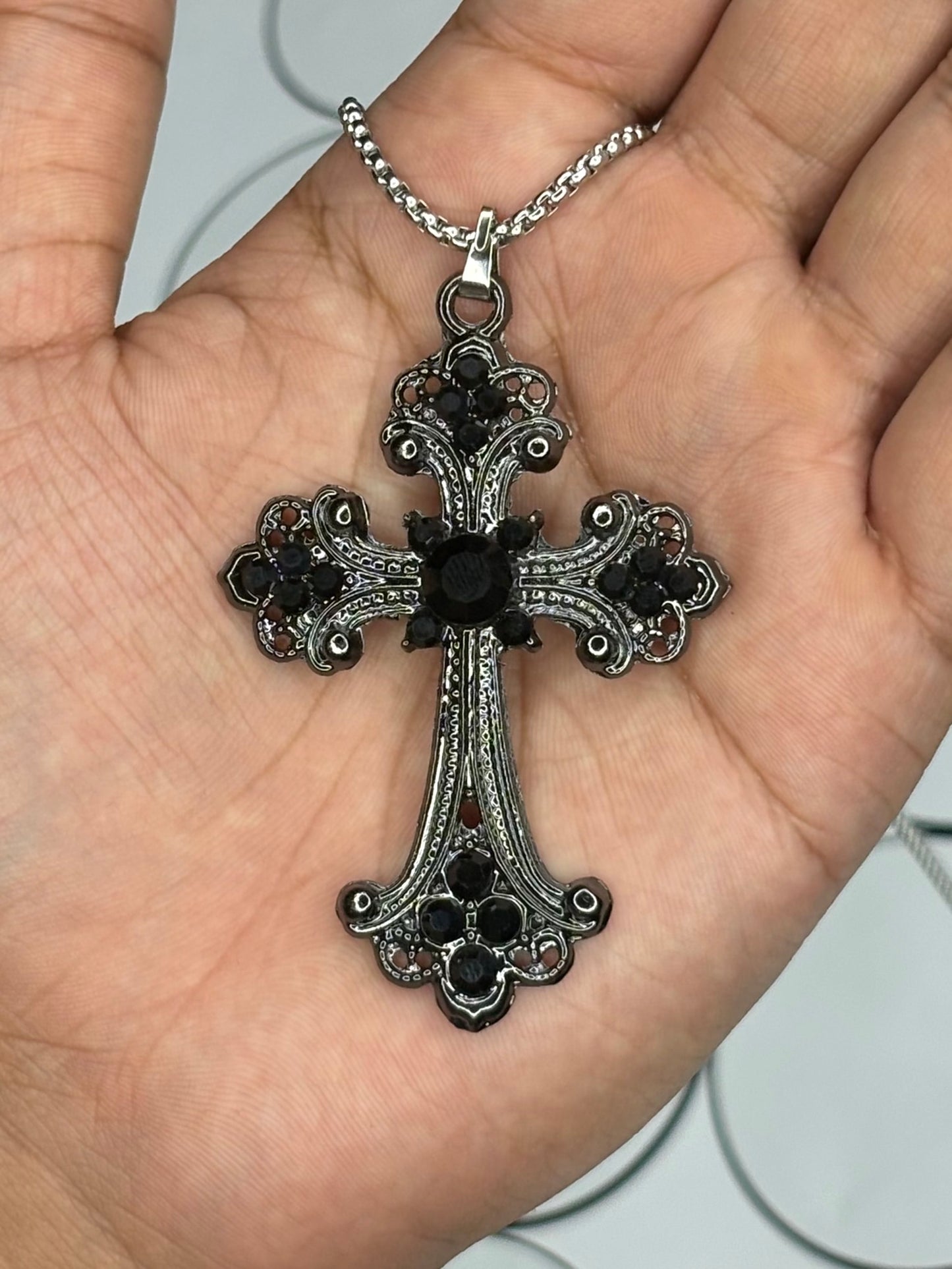 Obsidian Cross Pendant (Black)