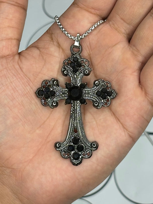 Obsidian Cross Pendant (Black)