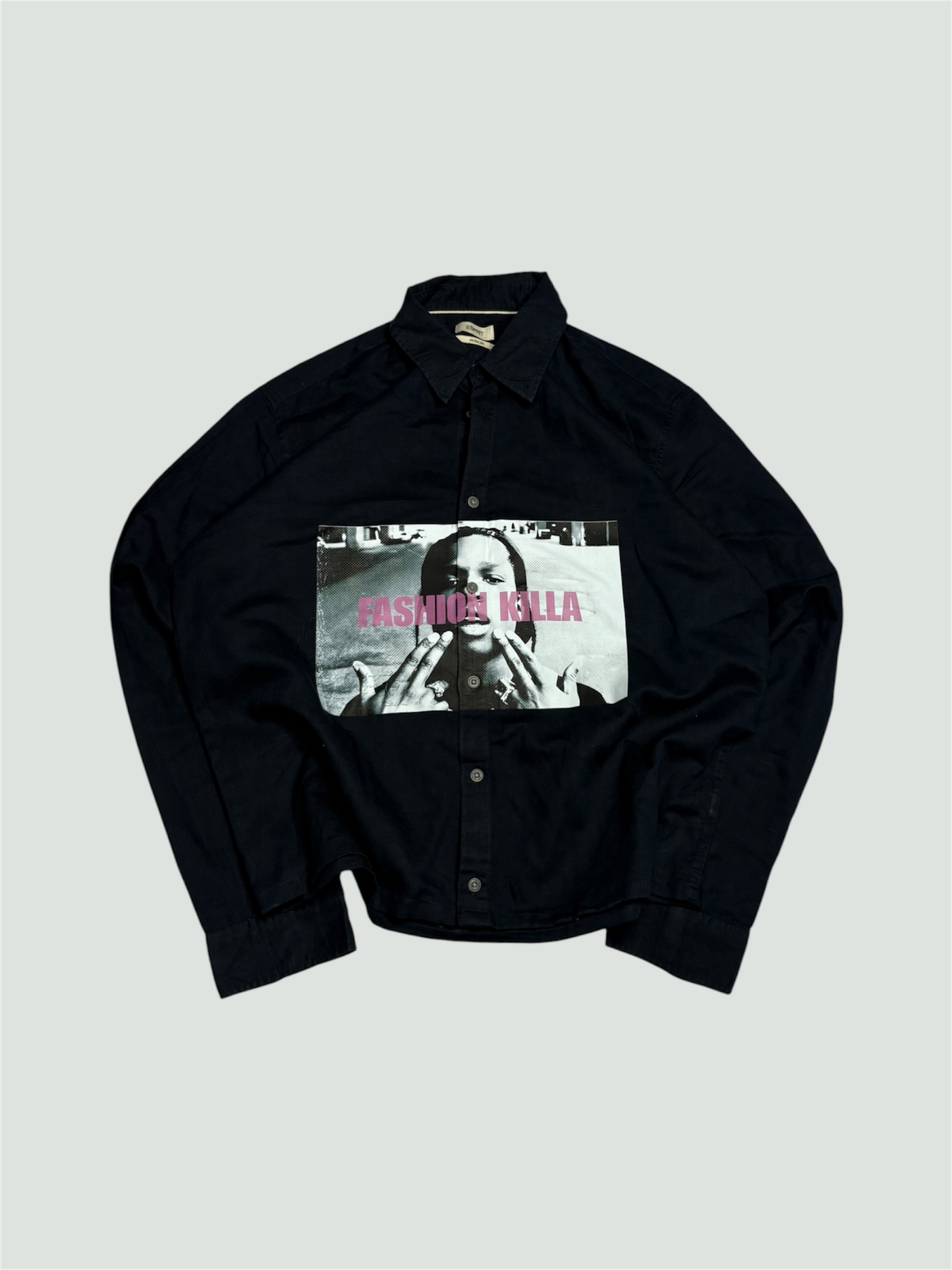 Printed Boxy Shirt (Dark Blue Not Black)