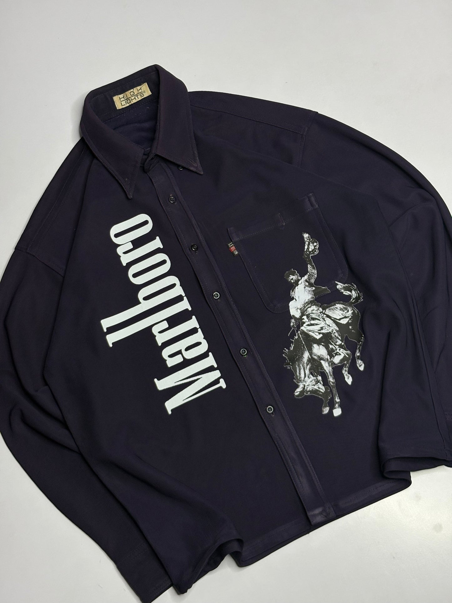 Printed Boxy Shirt (Dark purple)