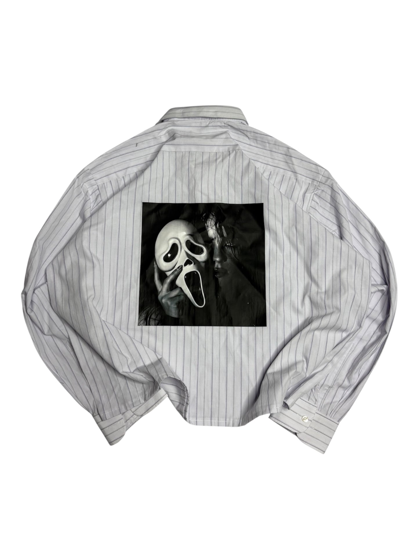 Printed Boxy Shirt (Not White slight lavender)