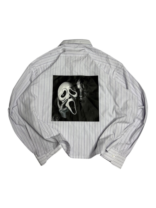 Printed Boxy Shirt (Not White slight lavender)