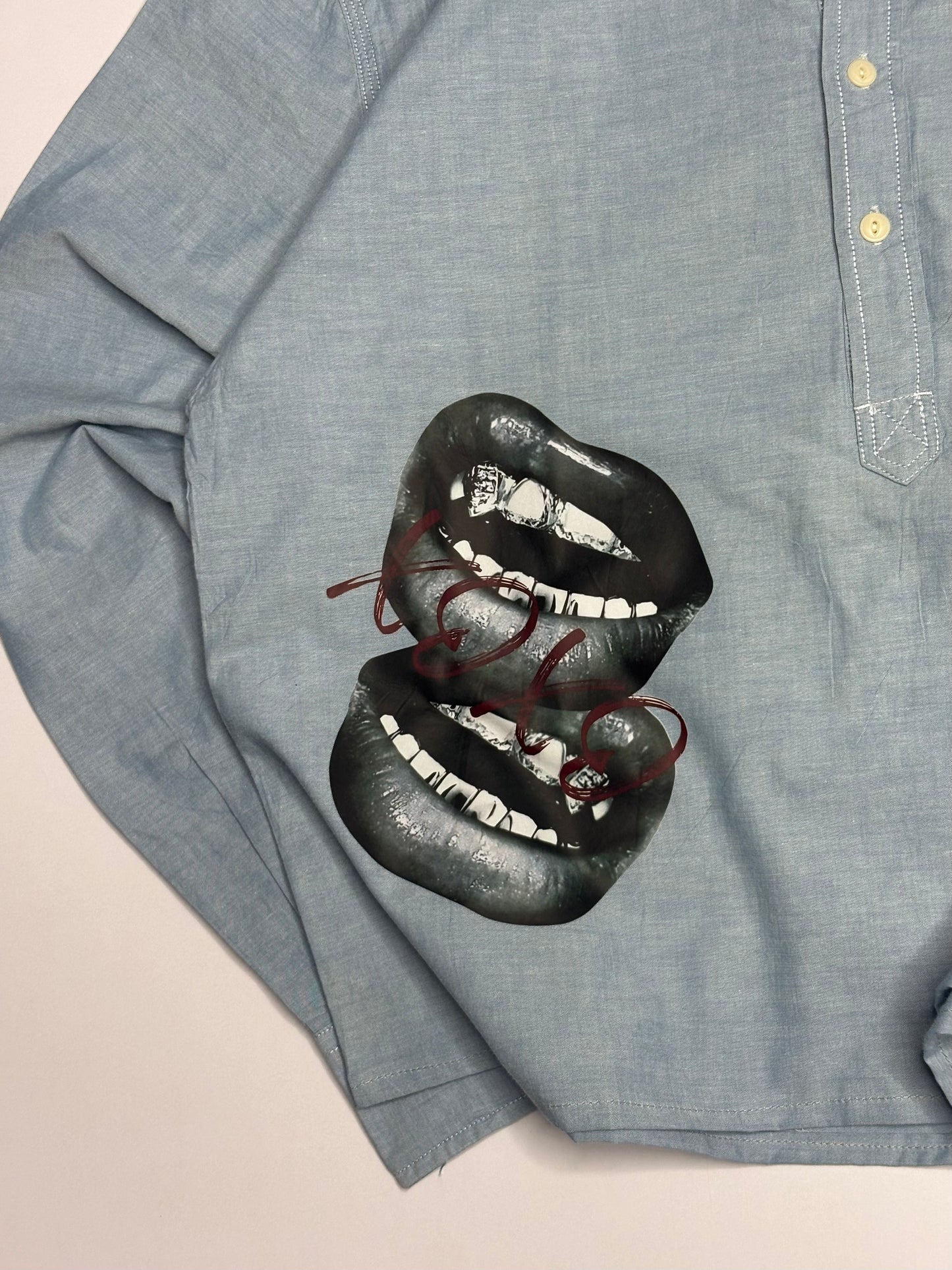Printed Half Button Boxy Shirt