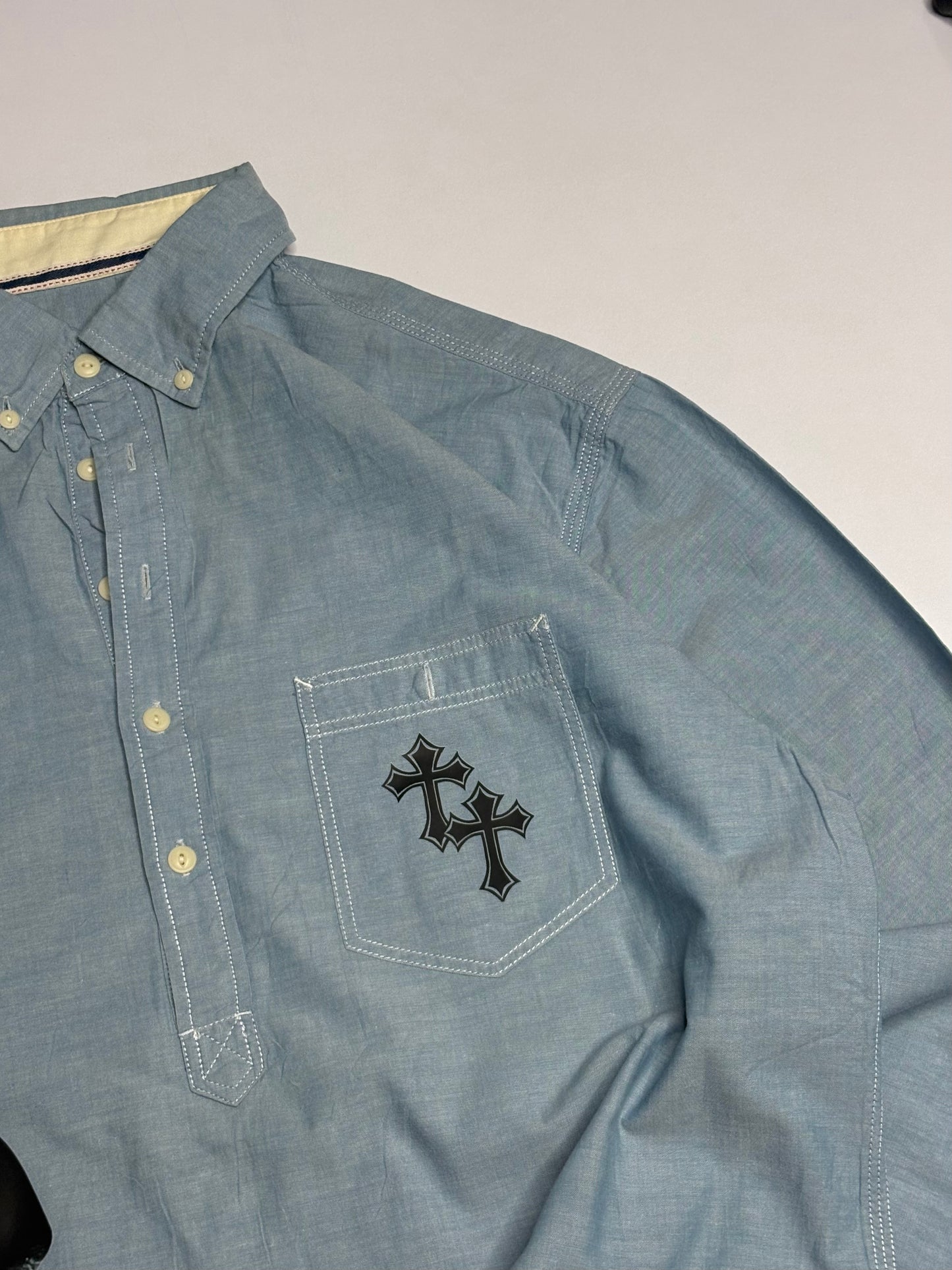 Printed Half Button Boxy Shirt
