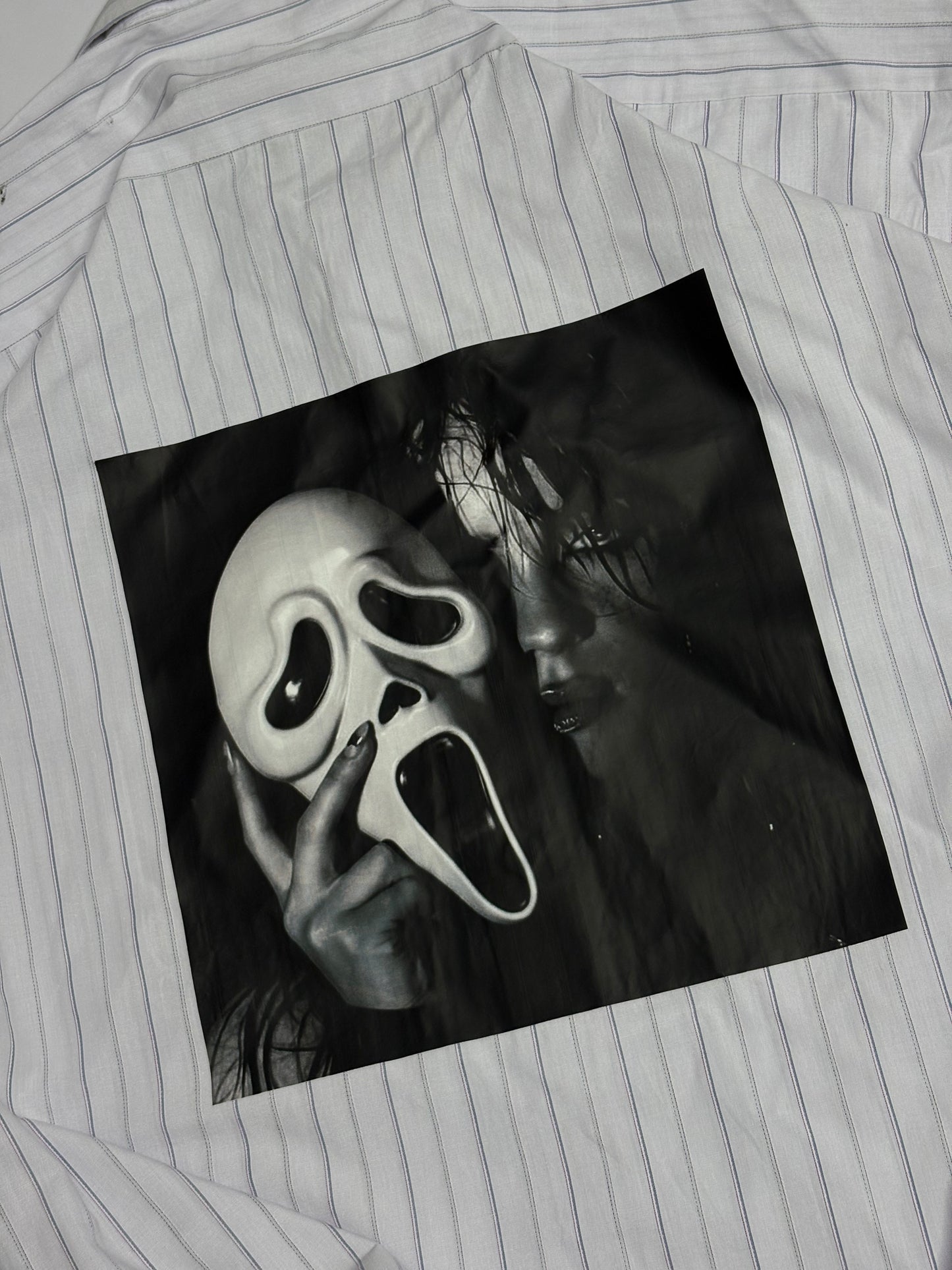Printed Boxy Shirt (Not White slight lavender)